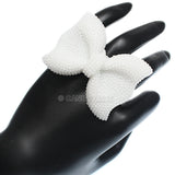 White Large Adjustable Bow Fashion Ring