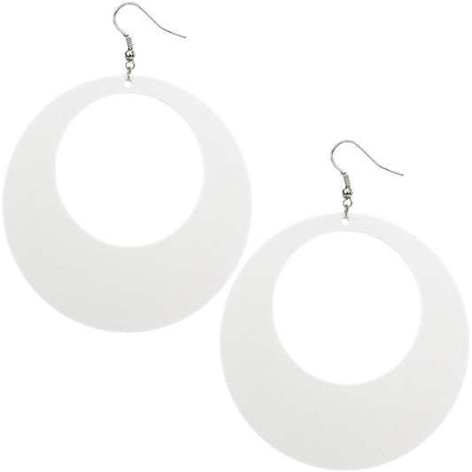 White Gigantic Wooden Round Hoop Earrings