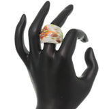 White Multicolor Speckled Glass Murano Ring