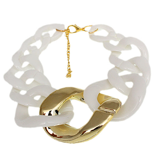 White Graduated Adjustable Chain Link Bracelet