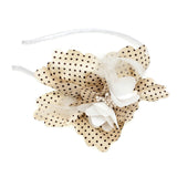 White Polka Dot Feather Flower Headband