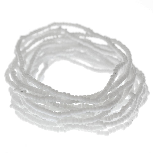 White Beaded Stretch Stacked Bracelets