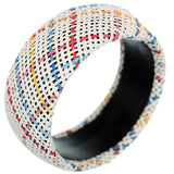 White Multicolor Knit Woven Bangle Bracelet
