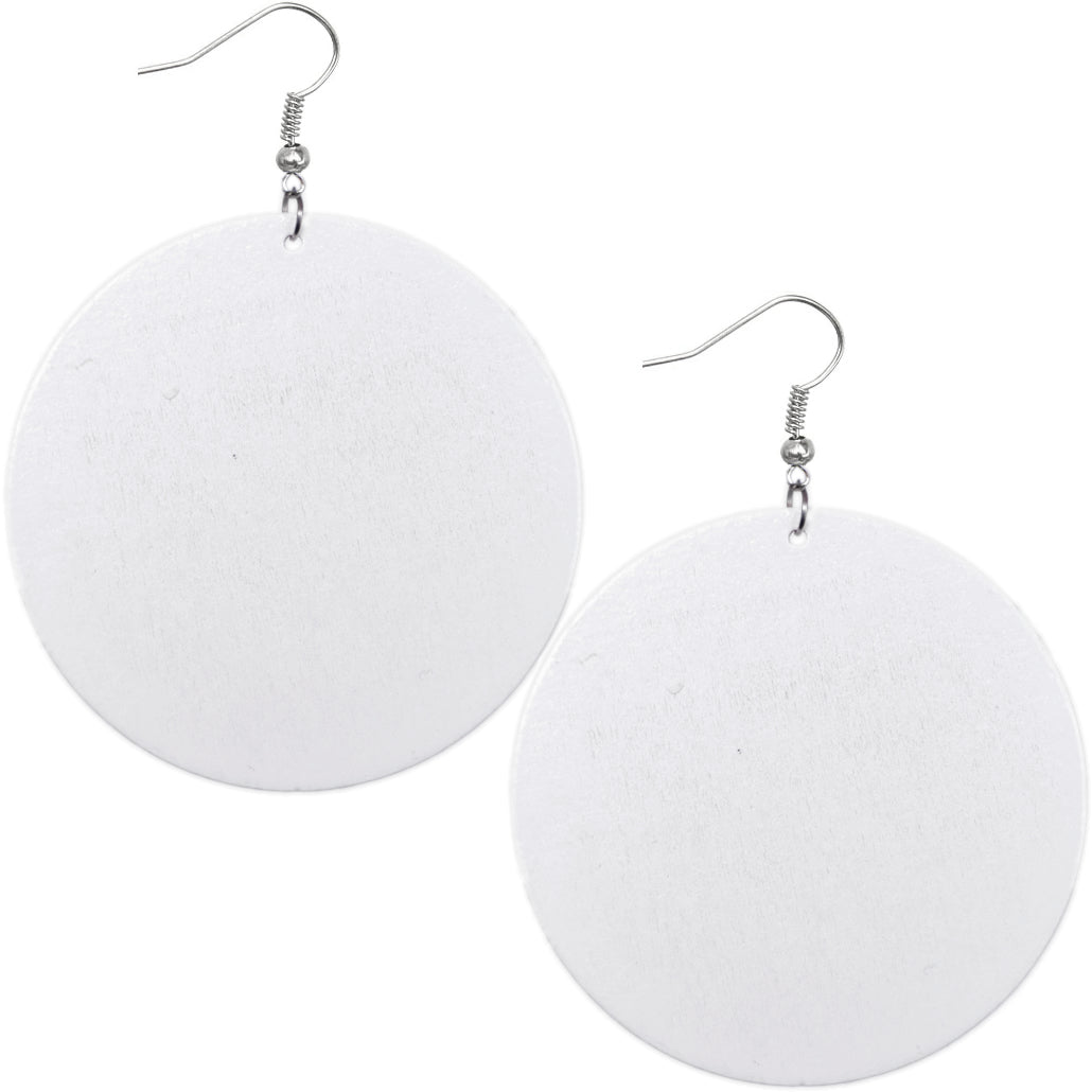 White Wooden Black Lives Matter Round Earrings