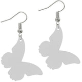 Blue White Butterfly Wooden Mini Earrings