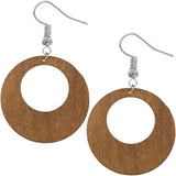 Purple Round Trim Wooden Dangle Earrings