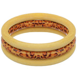 Yellow 3-Piece Wooden Cheetah Stacked Bracelets