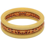 Yellow 3-Piece Wooden Cheetah Stacked Bracelets