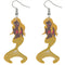 Yellow African American Mermaid Wooden Earrings