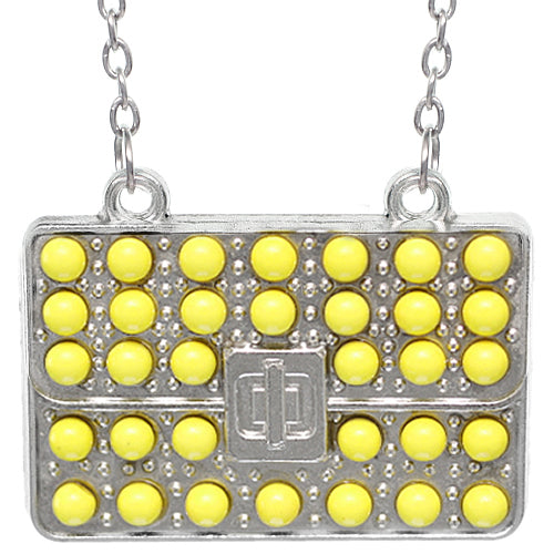Yellow Beaded Charm Handbag Chain Necklace