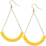 Yellow Beaded Iridescent Drop Chain Earrings
