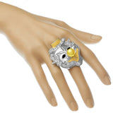 Yellow Bead Rhinestone Clown Adjustable Ring