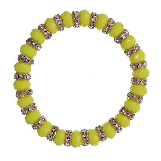 Yellow Rhinestone Stretch Bead Bracelet