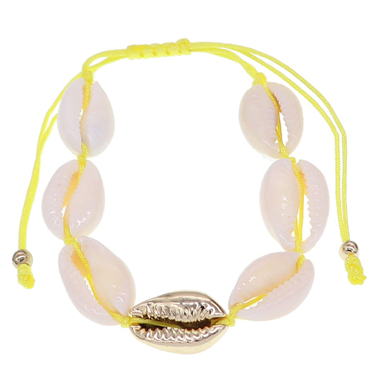 Yellow Cowrie Sea Shell Adjustable Bracelet
