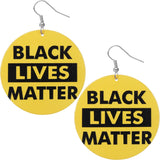 Yellow Black Lives Matter Round Earrings