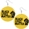 Yellow Black Lives Matter Raised Fist Round Earrings