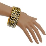 Yellow Black Five Row Zebra Hinged Bracelet