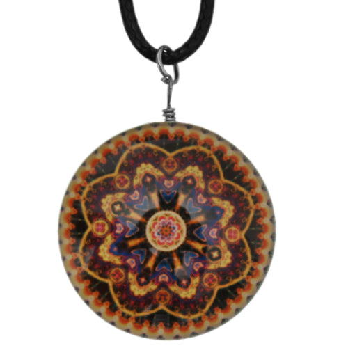 Yellow Multicolor Kaleidoscope Nylon Charm Necklace