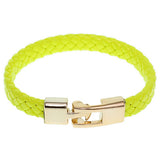 Yellow Braided Woven Leather Latch Bracelet