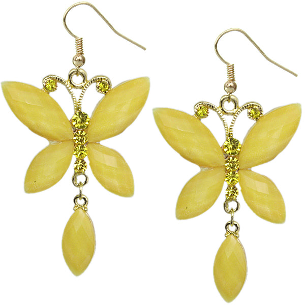Yellow Butterfly Gemstone Dangle Earrings