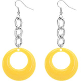 Yellow Chain Link Drop Hoop Earrings