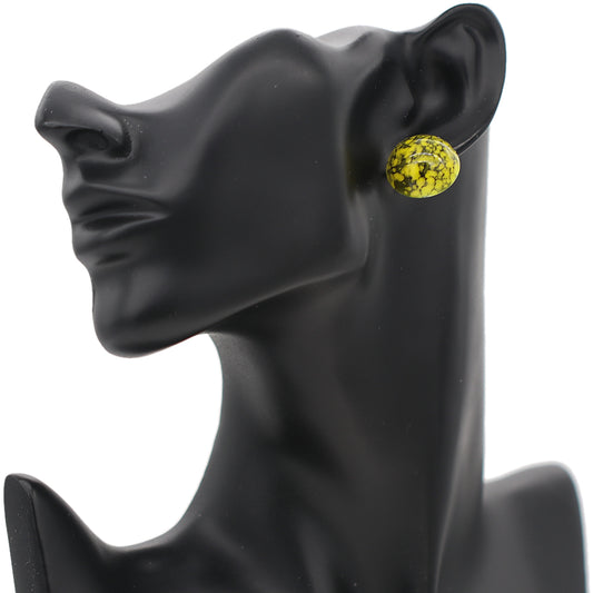 Yellow Cracked Pattern Post Earrings