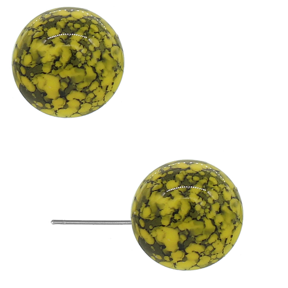 Yellow Cracked Pattern Post Earrings