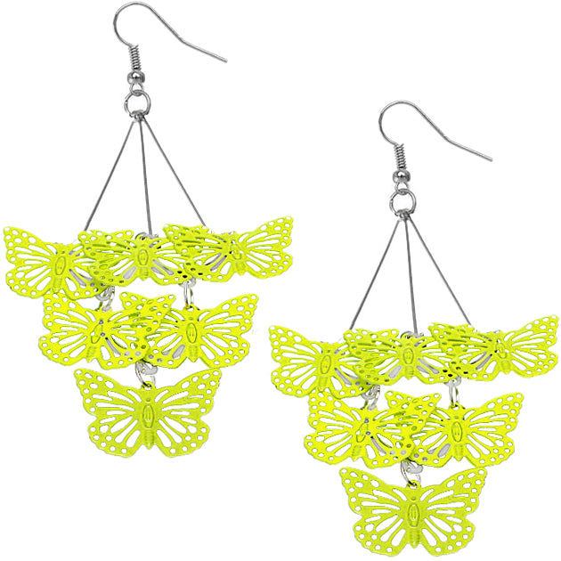 Yellow Butterfly Dangle Earrings