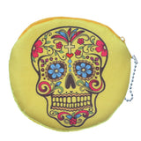 Yellow Day of the Dead Skull Zipper Wallet