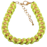 Yellow Fabric Twisted Metal Clasp Bracelet 