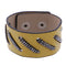 Yellow Faux Leather Rhinestone Snap Bracelet