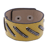 Yellow Faux Leather Rhinestone Snap Bracelet