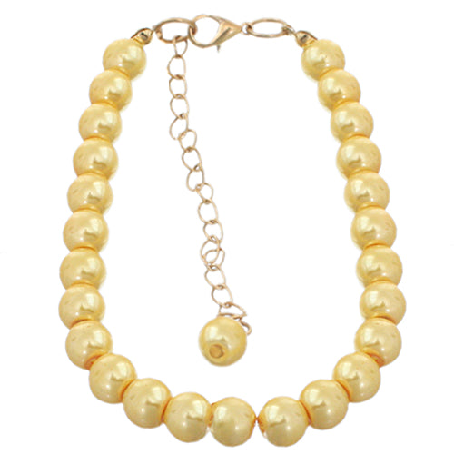 Yellow Faux Pearl Beaded Bracelet