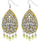 Yellow Beaded Filigree Dangle Earrings
