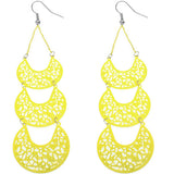 Yellow Crescent Long Chain Earrings