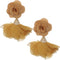 Mustard Floral Nylon Dangle Earrings