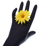 Yellow Large Daisy Flower Adjustable Ring