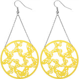 Yellow Gigantic Butterfly Chain Earrings