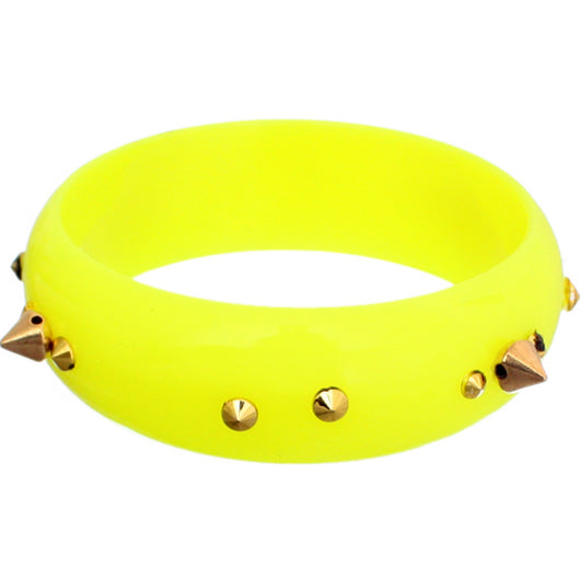 Yellow Pointy Spike Round Bangle Bracelet