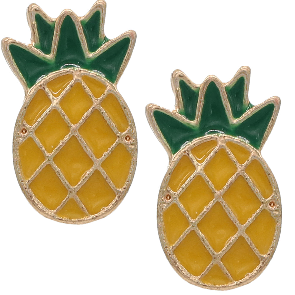 Yellow Green Small Mini Pineapple Stud Earrings