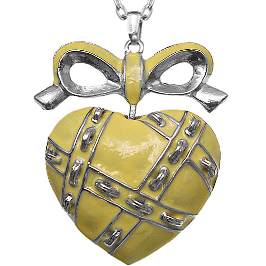 Yellow Heart Bow Charm Necklace