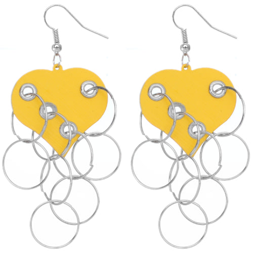 Yellow Heart Ring Dangle Earrings