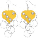 Yellow Heart Ring Dangle Earrings