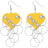 Yellow Heart Ring Dangle Earrings