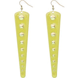 Yellow Inverted Studded Triangle Dangle Earrings
