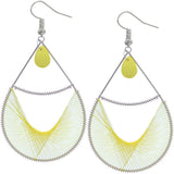 Yellow Bead Woven Teardrop Earrings