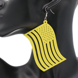 Yellow Large American Flag Wooden Earrings