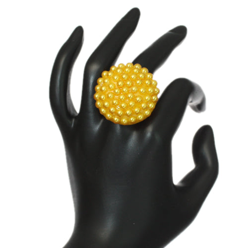 Yellow Large Beaded Fashion Ring