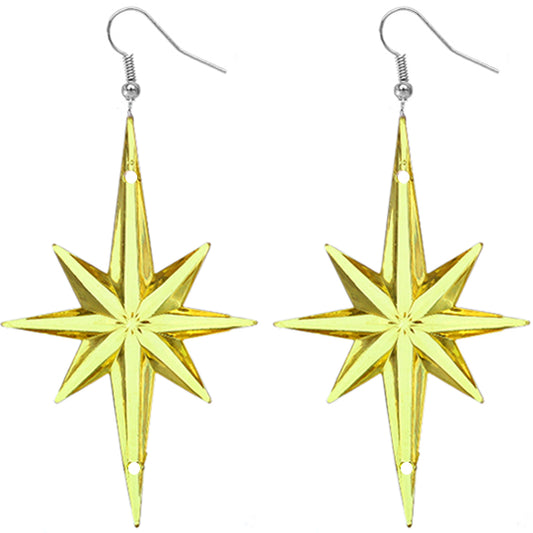 Yellow Large Translucent Shooting Star Earrings