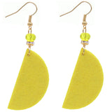 Yellow Lime Beaded Pave Rhinestone Felt Earrings